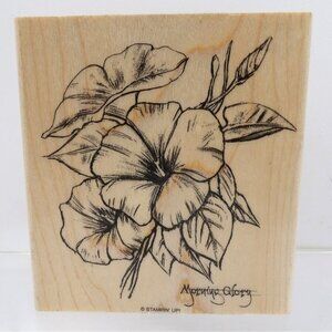 Stampin' Up! Morning Glory Wood Stamp with Black Floral Design